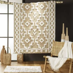 Tapis De Chambre/Salon|DOUCEUR D'INTERIEUR Tapis de salon jute et coton (120 x 170 cm) Medine Beige