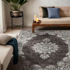 Tapis De Chambre/Salon|EMINZA Tapis de salon rectangulaire jacquard (160 x 230 cm) Sana Gris