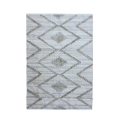 Tapis De Chambre/Salon|EMINZA Tapis de salon rectangulaire matière recyclée tuftée (160 x 230 cm) Kaito Ivoire