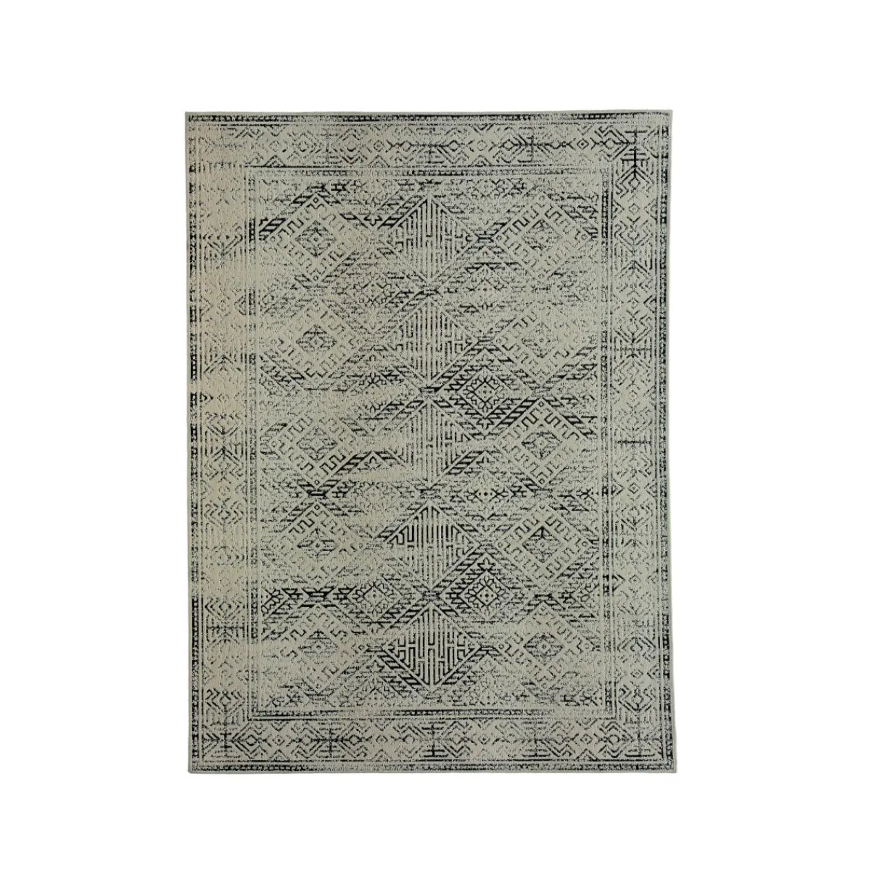 Tapis De Chambre/Salon|EMINZA Tapis de salon rectangulaire jacquard (140 x 200 cm) Zahra Noir
