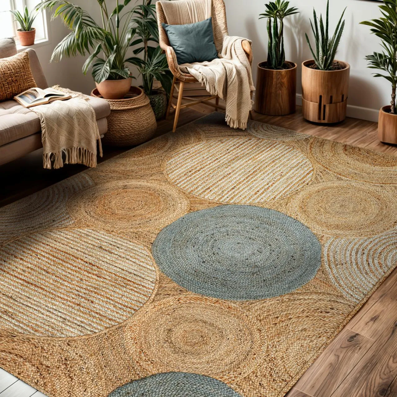 Tapis De Chambre/Salon|EMINZA Tapis de salon rectangulaire jute tissée main (200 x 300 cm) Tara Marron