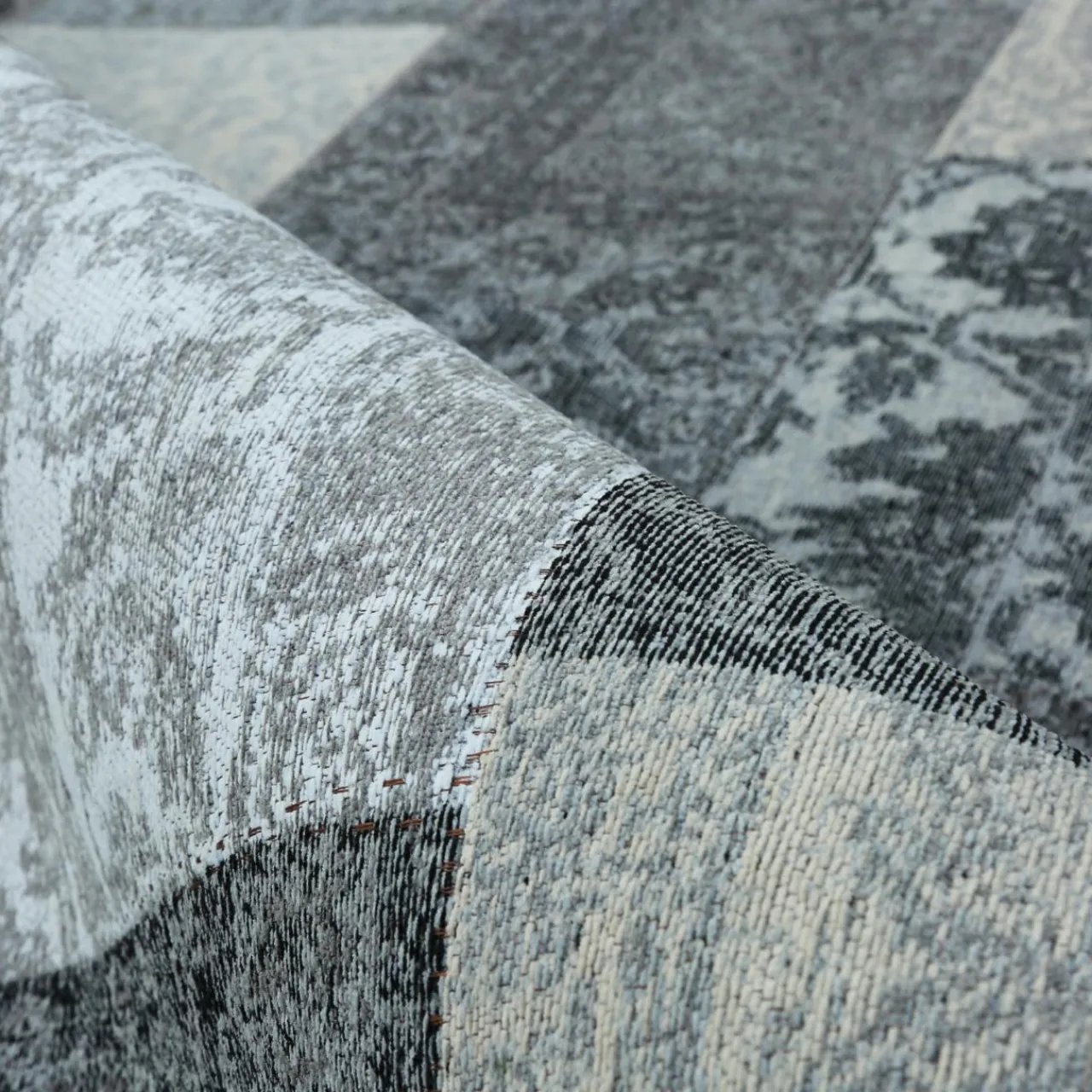 Tapis De Chambre/Salon|EMINZA Tapis de salon rectangulaire jacquard (160 x 230 cm) Rishi et gris Noir