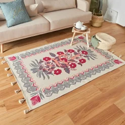 Tapis De Chambre/Salon|Atmosphera, cru017dateur d'intu017drieur Tapis de salon rectangulaire coton (170 x 120 cm) Wild Multicolore