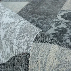 Tapis De Chambre/Salon|EMINZA Tapis de salon rectangulaire jacquard (140 x 200 cm) Rishi et gris Noir