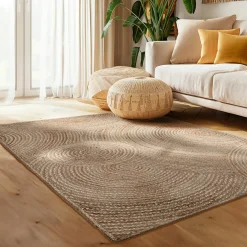 Tapis De Chambre/Salon|EMINZA Tapis de salon rectangulaire jute tressée (200 x 300 cm) Neha Beige