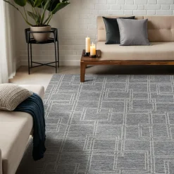 Tapis De Chambre/Salon|EMINZA Tapis de salon rectangulaire laine tuftée (140 x 200 cm) Yutoo Gris