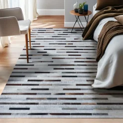 Tapis De Chambre/Salon|EMINZA Tapis de salon rectangulaire laine jacquard (140 x 200 cm) Sanjay Gris