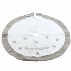 Cache Pied Sapin|KAEMINGK Tapis de sapin rond (D89 cm) Snowflakes Merry Blanc