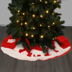 Cache Pied Sapin|KOOPMAN Tapis de sapin rond (D85 cm) Forêt de Noël Rouge