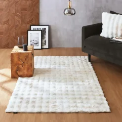 Tapis De Chambre/Salon|EMINZA Tapis fausse fourrure (120 x 170 cm) Toronto Ivoire