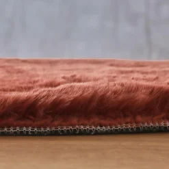 Tapis De Chambre/Salon|EMINZA Tapis rectangulaire fausse fourrure (140 x 200 cm) Finn Terracotta