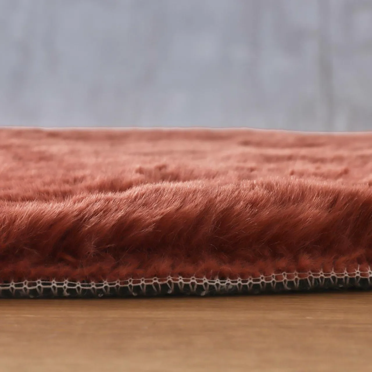 Tapis De Chambre/Salon|EMINZA Tapis rectangulaire fausse fourrure (140 x 200 cm) Finn Terracotta