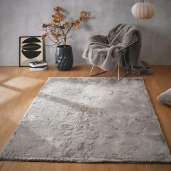 Tapis De Chambre/Salon|EMINZA Tapis rectangulaire fausse fourrure (140 x 200 cm) Finn Taupe