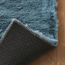 Tapis De Chambre/Salon|EMINZA Tapis rectangulaire fausse fourrure (140 x 200 cm) Finn Bleu