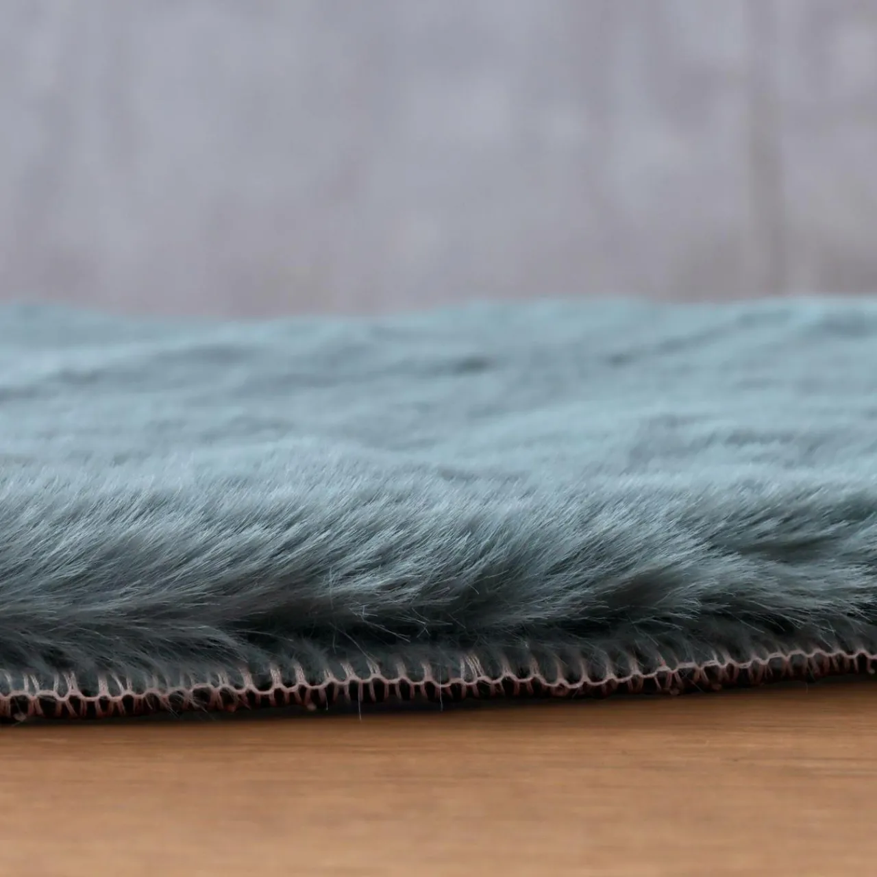 Tapis De Chambre/Salon|EMINZA Tapis rond fausse fourrure (80 cm) Finn Bleu