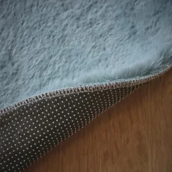 Tapis De Chambre/Salon|EMINZA Tapis rond fausse fourrure (80 cm) Finn Bleu