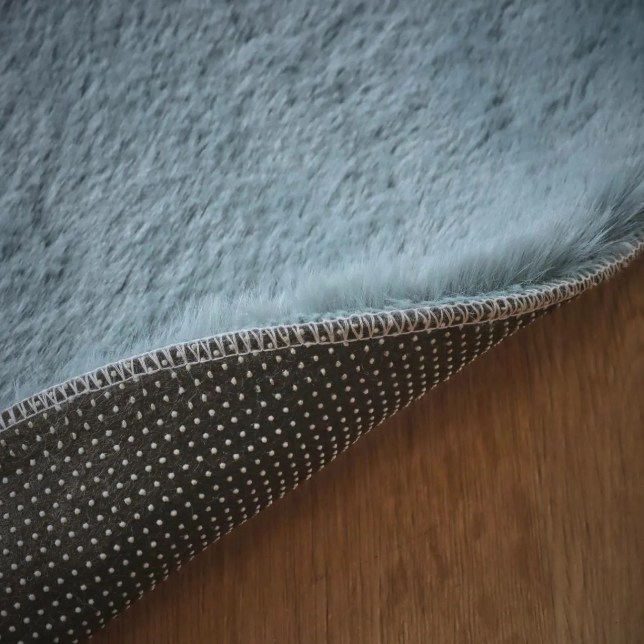 Tapis De Chambre/Salon|EMINZA Tapis rond fausse fourrure (80 cm) Finn Bleu