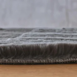 Tapis De Chambre/Salon|EMINZA Tapis rond fausse fourrure (80 cm) Finn Gris Anthracite