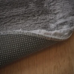 Tapis De Chambre/Salon|EMINZA Tapis rond fausse fourrure (80 cm) Finn Gris Anthracite