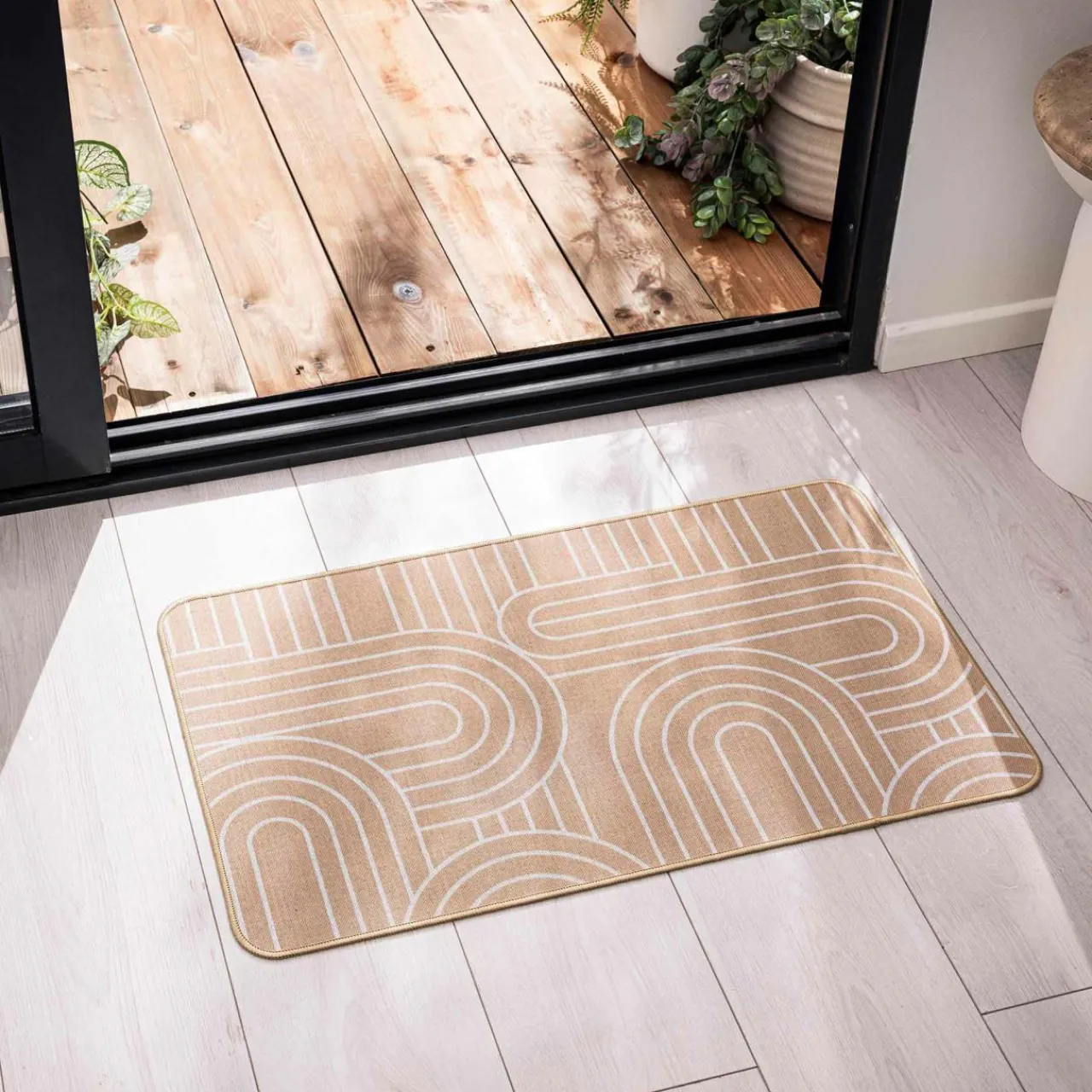 Tapis De Cuisine|Tapis Multi-Usage|douceur d'intu017drieur Tapis tissé antidérapant (45 x 75 cm) Modul Blanc