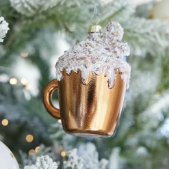 Décoration De Sapin|KAEMINGK Tasse à café à suspendre (H9 cm) Pailletée Brun Marron