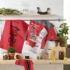 Accessoire Cuisine|DOUCEUR D'INTERIEUR Torchon (70 cm) Comptoir Rouge