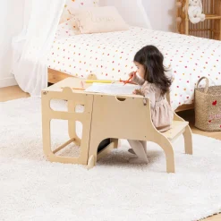 Petit Meuble Enfant|Atmosphera cru017dateur d'intu017drieur for kids Tour d'observation bureau bois (H91 cm) Alba Marron