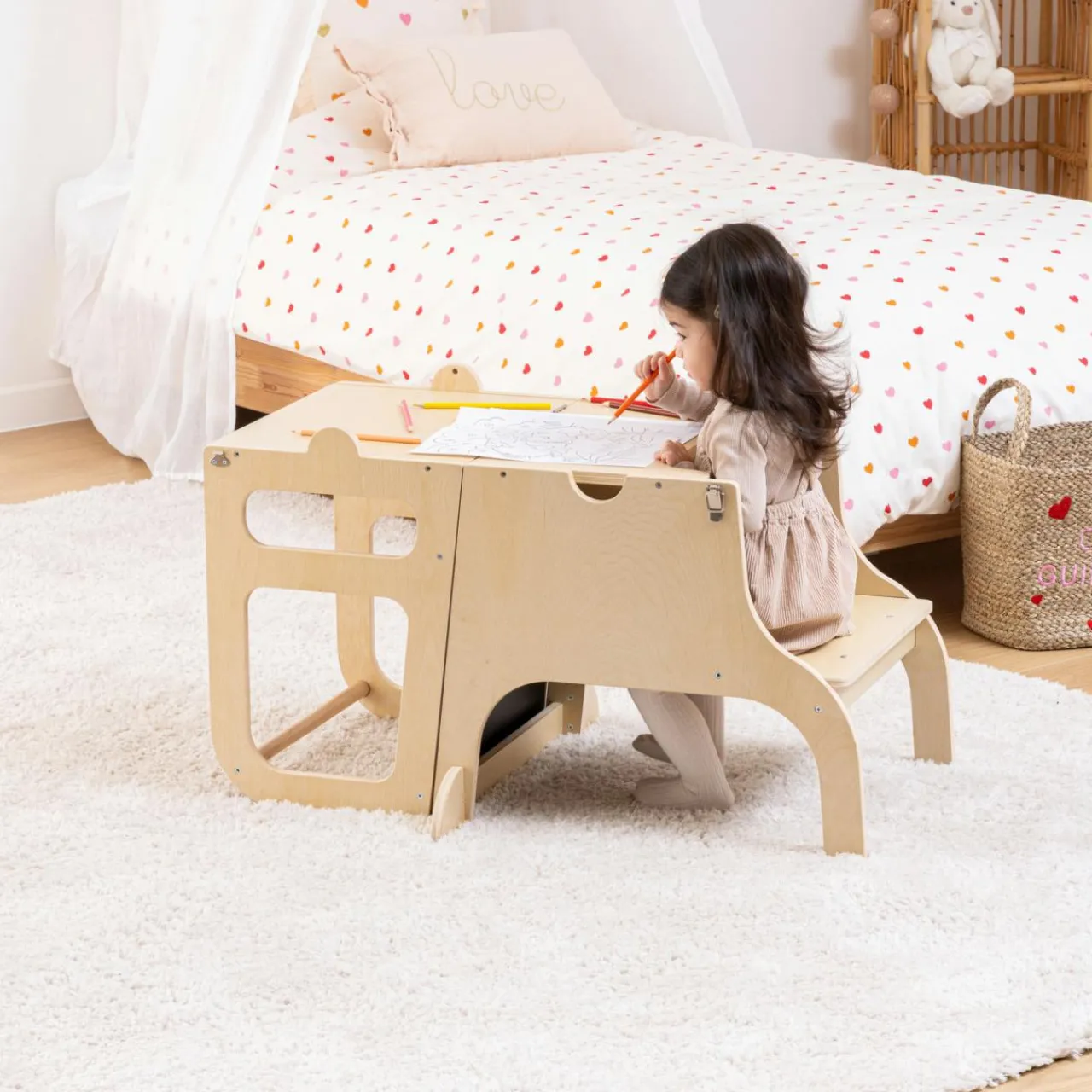 Petit Meuble Enfant|Atmosphera cru017dateur d'intu017drieur for kids Tour d'observation bureau bois (H91 cm) Alba Marron