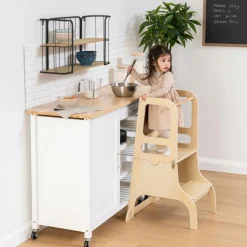 Petit Meuble Enfant|Atmosphera cru017dateur d'intu017drieur for kids Tour d'observation bureau bois (H91 cm) Alba Marron