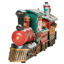 Déco Et Objet De Noël|Train Décoratif Et Électrique|JJA Train de Noël animé et musical (H38 cm) Père Noël et ses lutins Multicolore