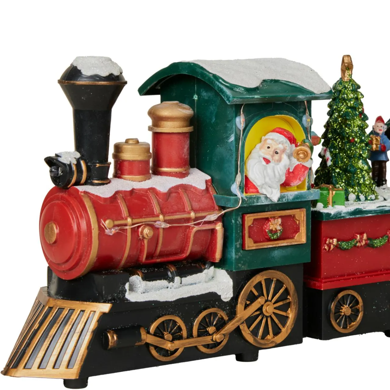 Déco Et Objet De Noël|Train Décoratif Et Électrique|JJA Train de Noël animé et musical (H38 cm) Père Noël et ses lutins Multicolore
