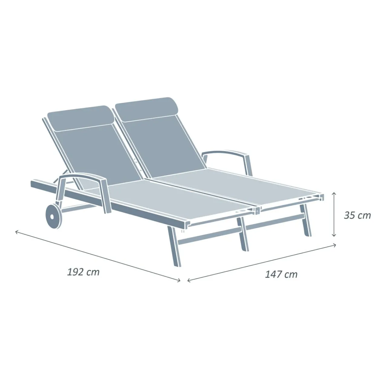 Transat|MOBELLIA Transat double en aluminium Pirae Blanc