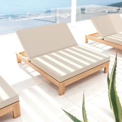 Transat|MOBELLIA Transat double en bois d'acacia Bornéo Sable