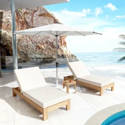 Transat|MOBELLIA Transat double en bois d'acacia Bornéo Sable