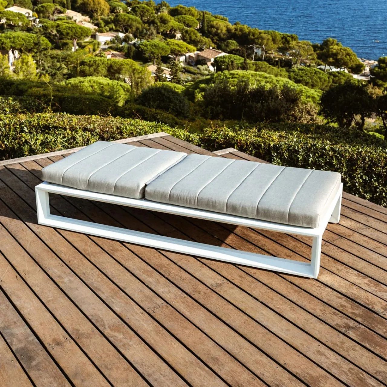 Transat|MOBELLIA Transat en aluminium Elba et taupe Blanc