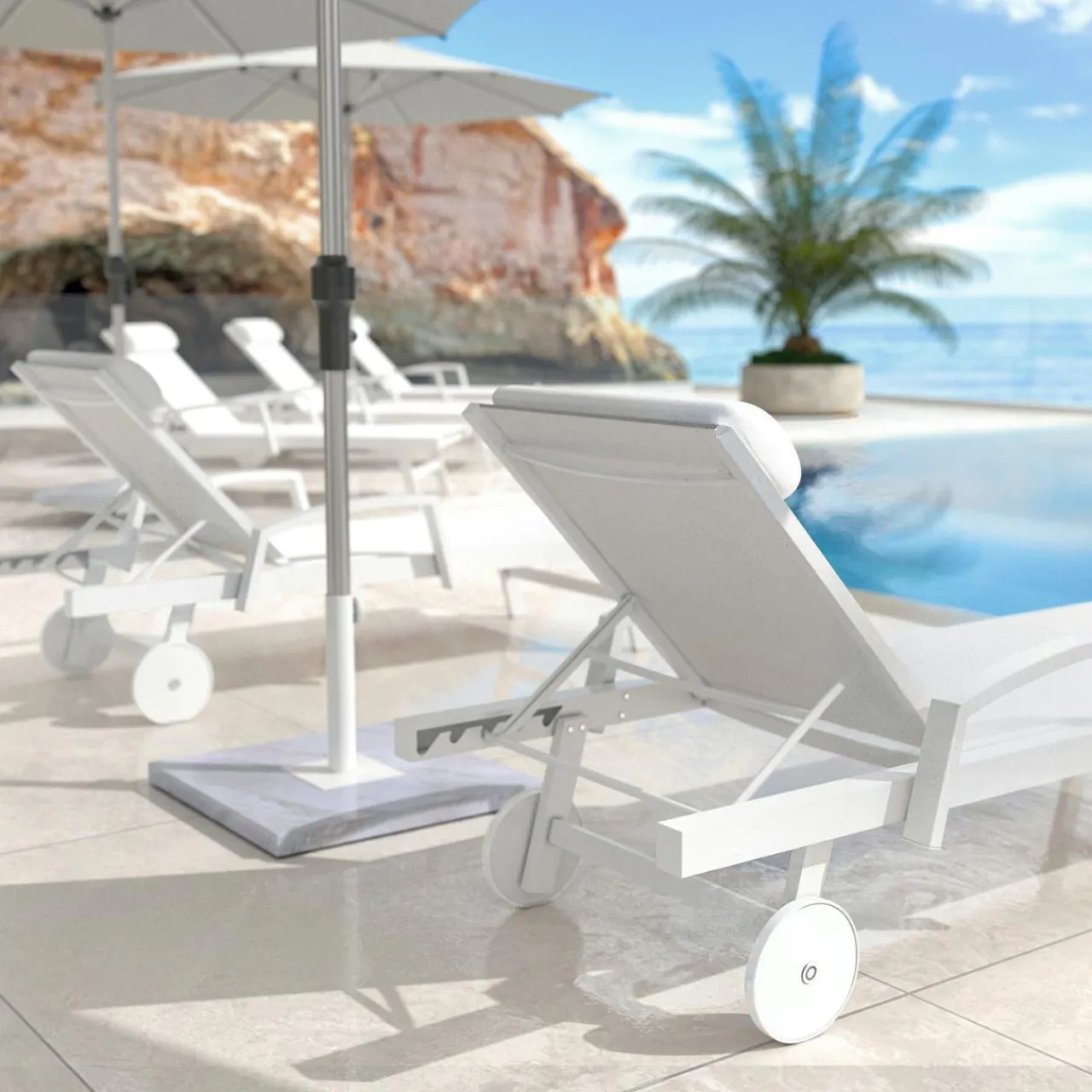 Transat|MOBELLIA Transat en aluminium Pirae Blanc