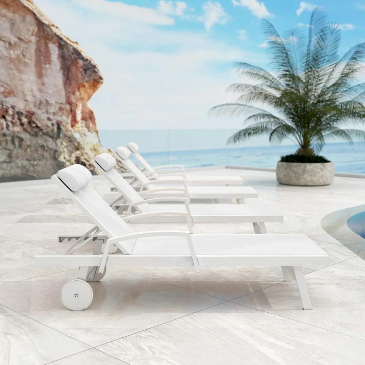 Transat|MOBELLIA Transat en aluminium Pirae Blanc