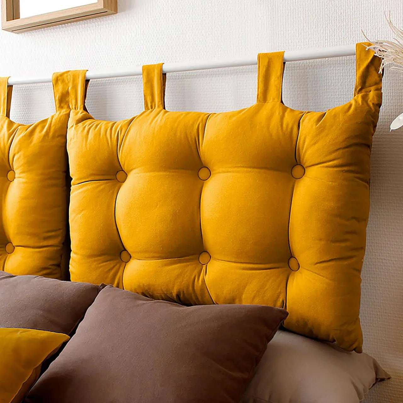 Tête-De-Lit|ENJOY HOME Tête de lit coussin (45 x 70 cm) Panama Jaune moutarde
