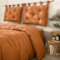 Tête-De-Lit|EMINZA Tête de lit coussin gaze de coton (80 x 50 cm) Gaïa Abricot