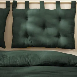 Tête-De-Lit|EMINZA Tête de lit coussin gaze de coton (80 x 50 cm) Gaïa Vert sapin