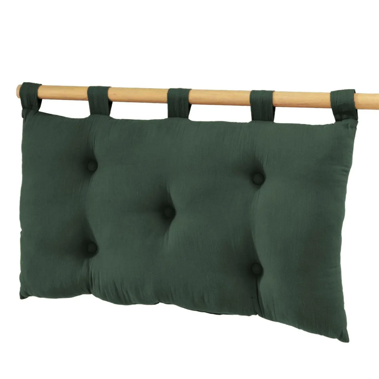 Tête-De-Lit|EMINZA Tête de lit coussin gaze de coton (80 x 50 cm) Gaïa Vert sapin