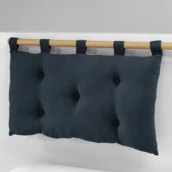 Tête-De-Lit|EMINZA Tête de lit coussin gaze de coton (80 x 50 cm) Gaïa Bleu nuit