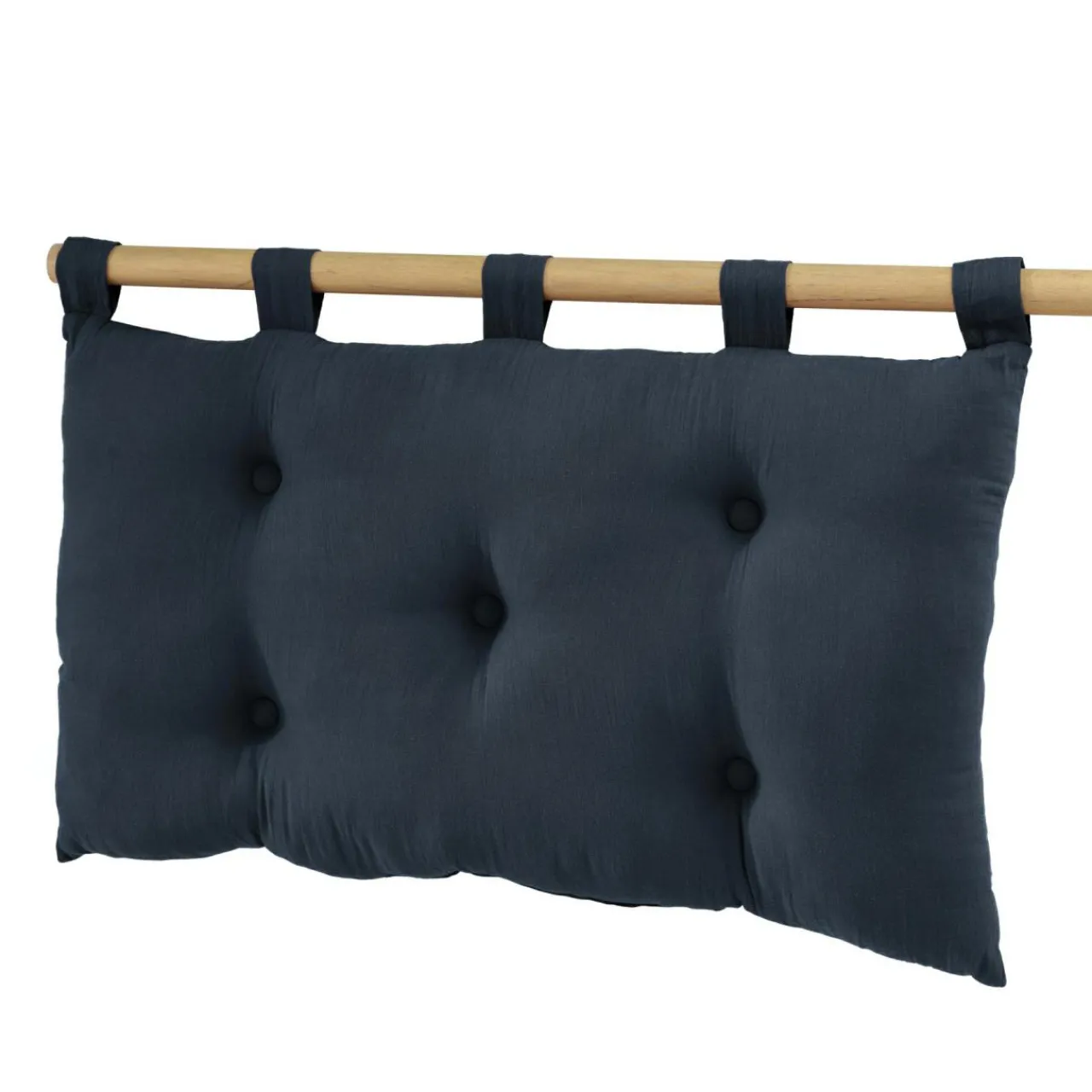 Tête-De-Lit|EMINZA Tête de lit coussin gaze de coton (80 x 50 cm) Gaïa Bleu nuit