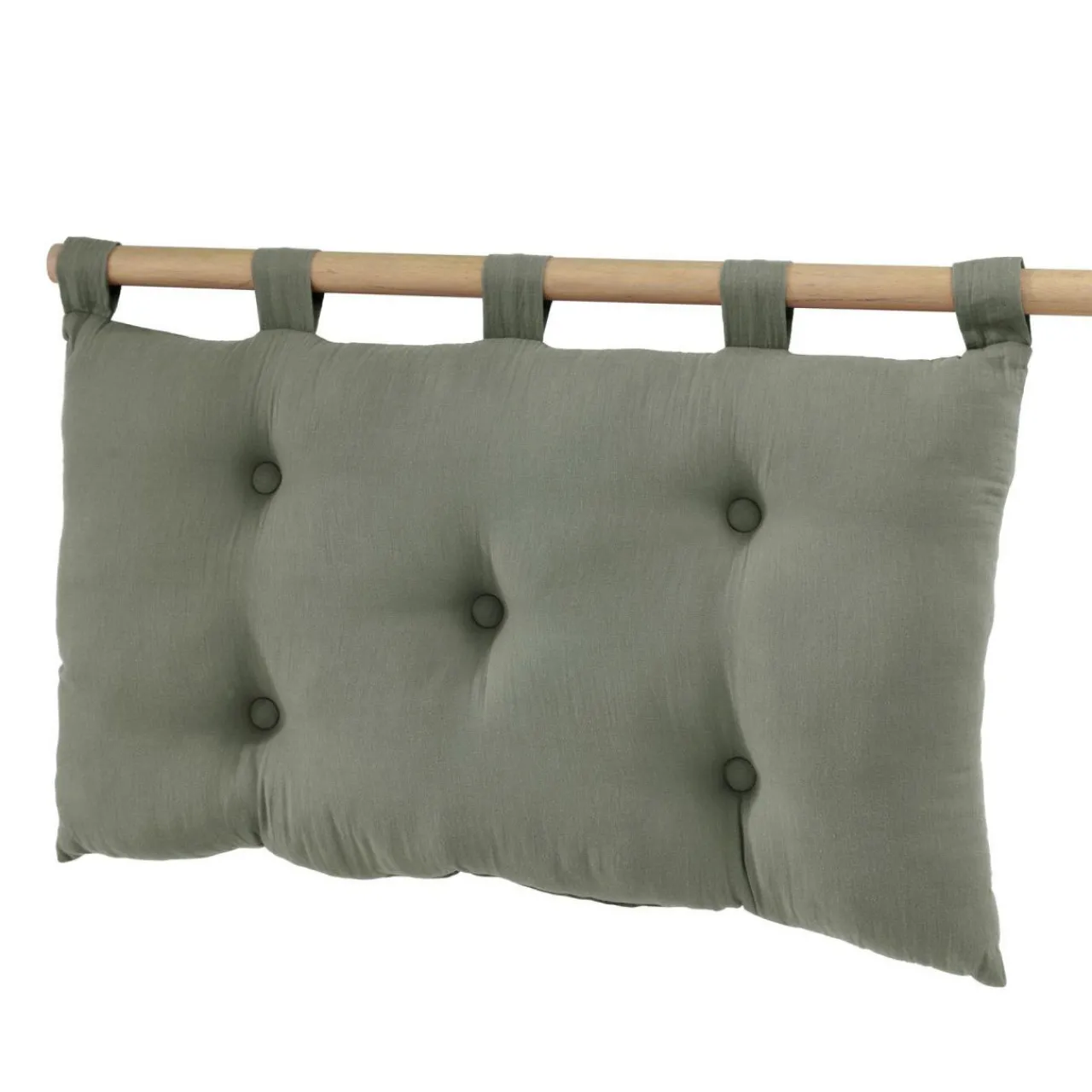 Tête-De-Lit|EMINZA Tête de lit coussin gaze de coton (80 x 50 cm) Gaïa Vert romarin