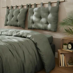 Tête-De-Lit|EMINZA Tête de lit coussin gaze de coton (80 x 50 cm) Gaïa Vert romarin