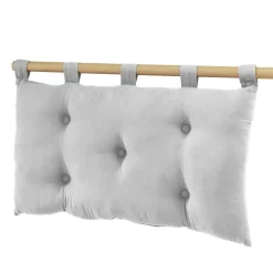 Tête-De-Lit|EMINZA Tête de lit coussin gaze de coton (80 x 50 cm) Gaïa Gris nuage Gris clair