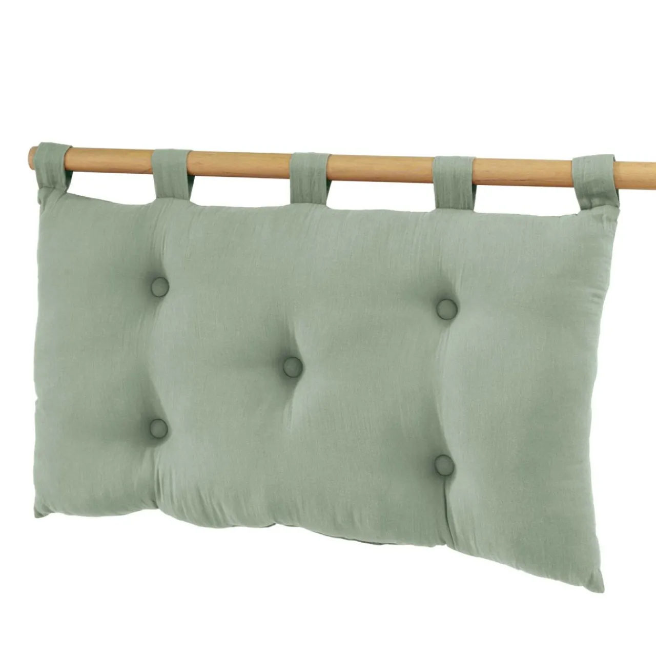 Tête-De-Lit|EMINZA Tête de lit coussin gaze de coton (80 x 50 cm) Gaïa Vert Eucalyptus