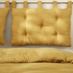 Tête-De-Lit|EMINZA Tête de lit coussin gaze de coton (80 x 50 cm) Gaïa Jaune safran