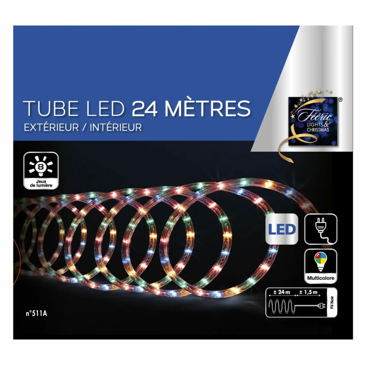 Guirlande Lumineuse Grand Format|Guirlande Lumineuse|Feeric Lights & Christmas Tube lumineux 432 LED (24 m) Multicolore