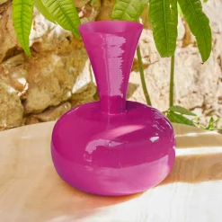 Vase|Vase|#N/A Vase en métal émaillé fait main (H23 cm) Cléa fuschia brillant Rose